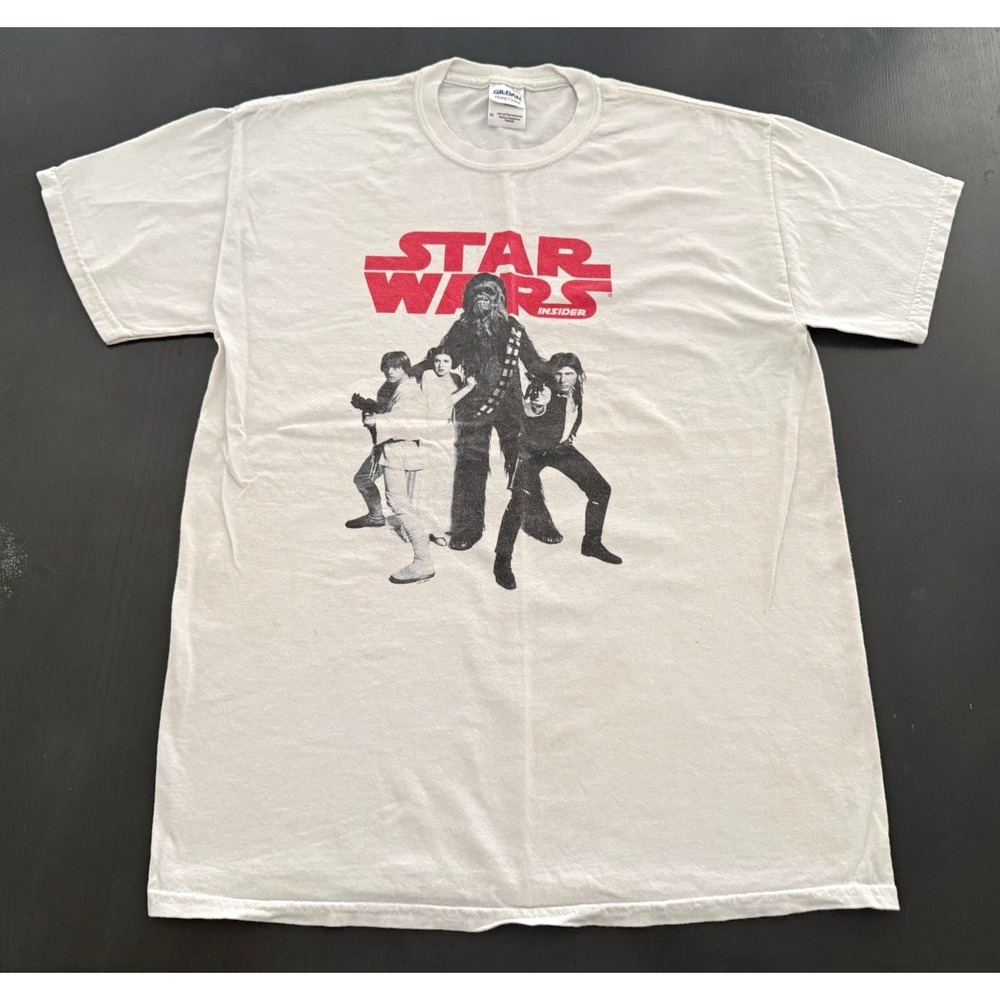 Gildan Star Wars Episode IV Graphic Print White T-Shirt, Size M Sci-Fi Y2K